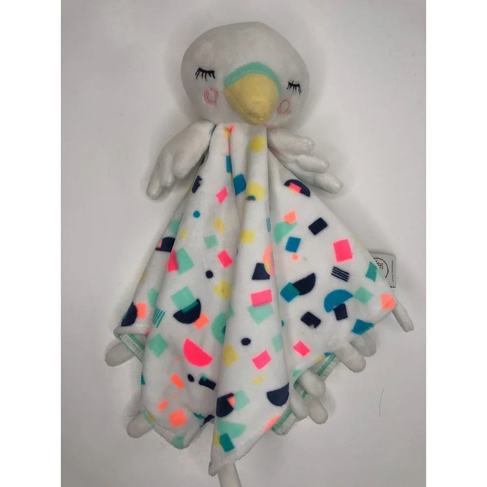 Oh Joy! Bird Baby Security Blanket Lovey One Size White Neon Geometric Confetti